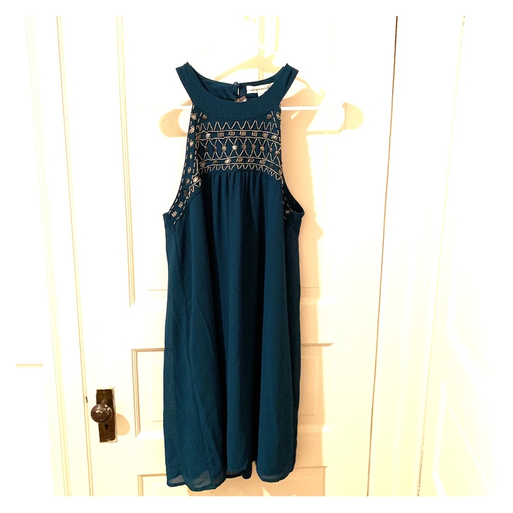 Green Dress with silver beading- New with tags